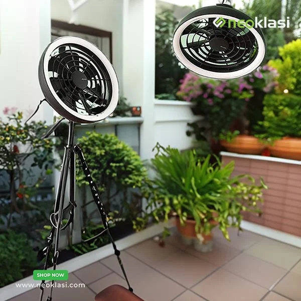JISULIFE FA17 Rechargeable Fan with LED Light and Long Tripod Stand, Portable Ceiling Fan - Image 6