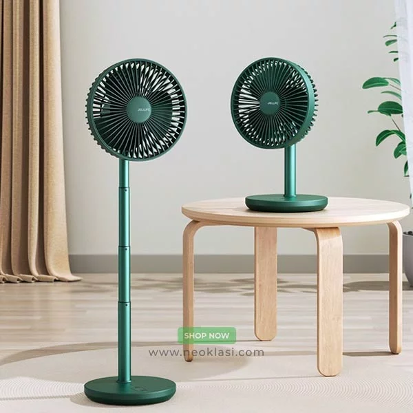 JISULIFE FA13P Rechargeable Extendable Desk Fan 8000mAh - Green/White Color - Image 8