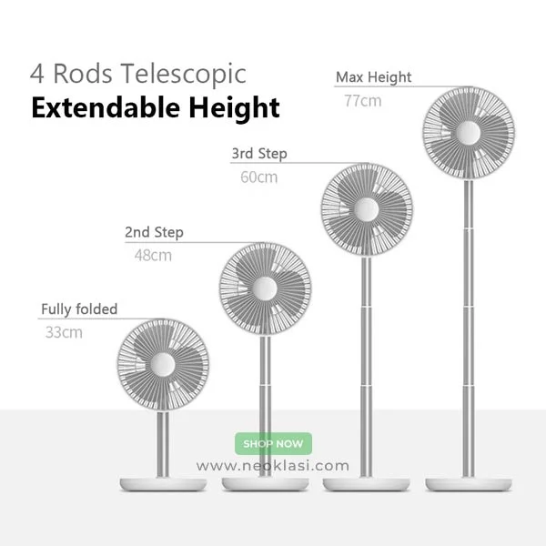 JISULIFE FA13P Rechargeable Extendable Desk Fan 8000mAh - Green/White Color - Image 5