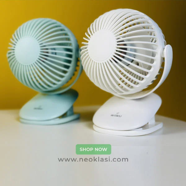 WiWu FS03 Mini Clip Fan, 2-in-1 360 Degree Rotation Rechargeable Fan White/Light Green - Image 8