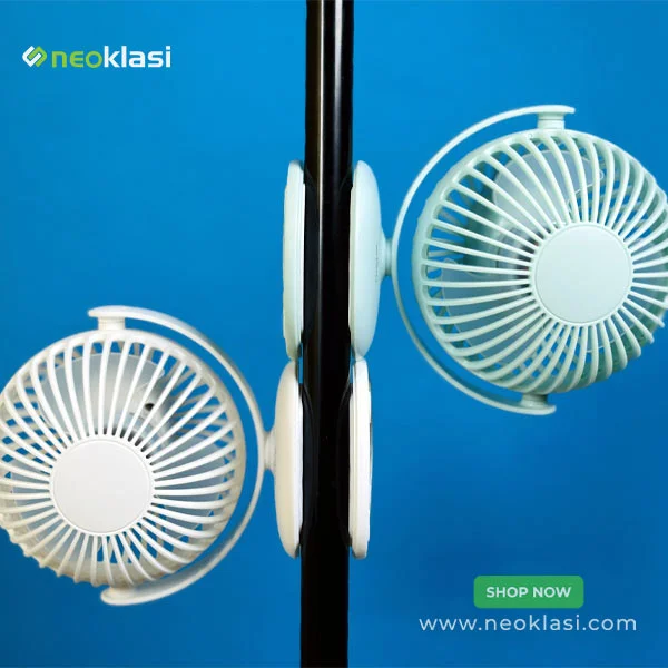 WiWu FS03 Mini Clip Fan, 2-in-1 360 Degree Rotation Rechargeable Fan White/Light Green - Image 4