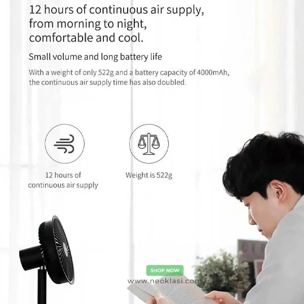 Xiaomi SOLOVE F5 Pro (F5P) 4000mAh Extendable Rechargeable Fan with Swing Mode (Black Color) - Image 2