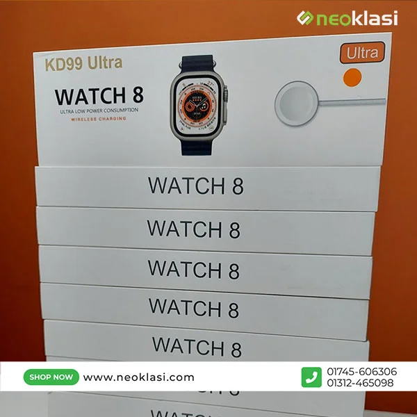 KD99 Ultra Smart Watch With Bluetooth Calling - Black/Orange Color - Image 6