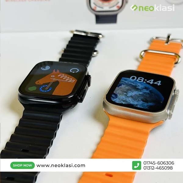 KD99 Ultra Smart Watch With Bluetooth Calling - Black/Orange Color - Image 7