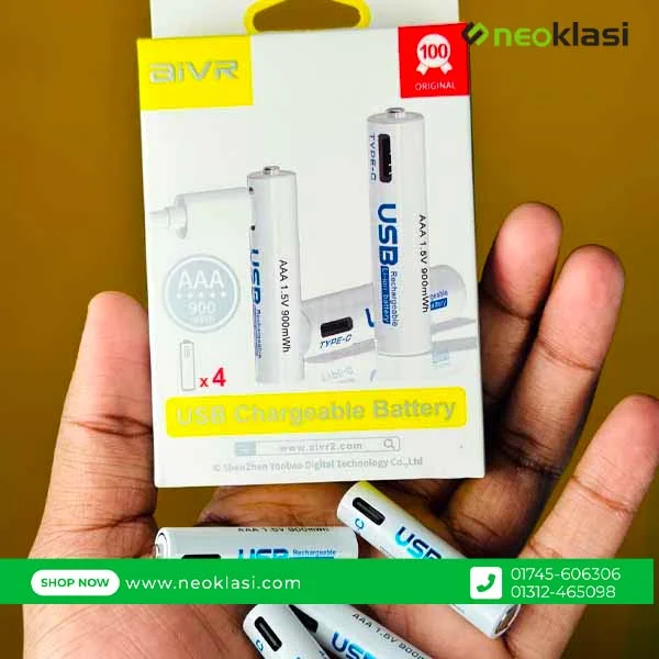 AiVR USB Type C Rechargeable 4pc AAA and AA Pencil Batteries in Bangladesh - Image 5