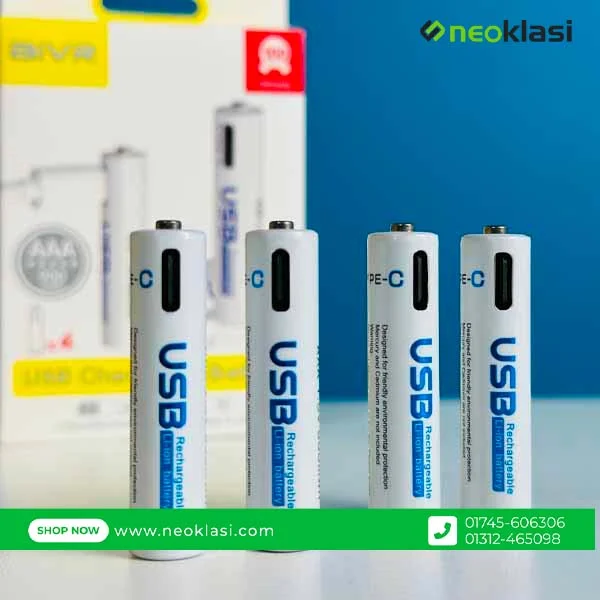 AiVR USB Type C Rechargeable 4pc AAA and AA Pencil Batteries in Bangladesh - Image 6