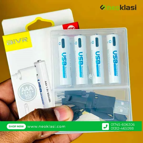 AiVR USB Type C Rechargeable 4pc AAA and AA Pencil Batteries in Bangladesh - Image 8